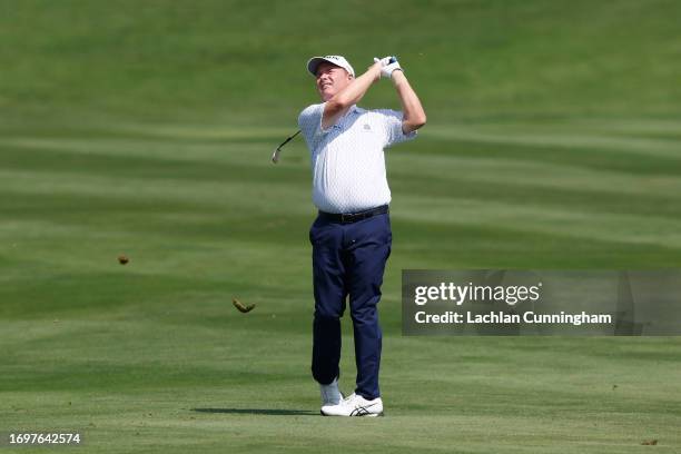 Joe Durant of the United States plays a shot on the second hole during the second round of the PURE Insurance Championship at Pebble Beach Golf Links...