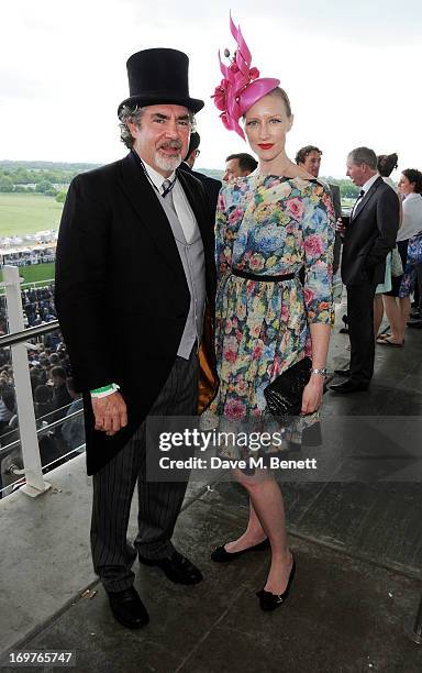 Investec Global Head of Marketing Raymond van Niekerk and Jade Parfitt attend Derby Day at the Investec Derby Festival at Epsom Racecourse on June 1,...