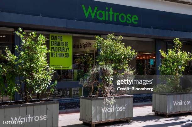 Waitrose supermarket in London, UK, on Friday Sept. 29, 2023. John Lewis Partnership Plc is planning to raise as much as £150 million from the sale...