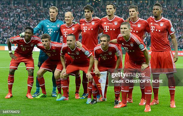 Bayern Munich's Austrian midfielder David Alaba, Bayern Munich's midfielder Thomas Mueller, Bayern Munich's French midfielder Franck Ribery, Bayern...