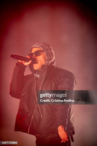 Spanish singer Sen Senra performs on stage at Noites do Porto Festival on September 23, 2023 in A Coruna, Spain.