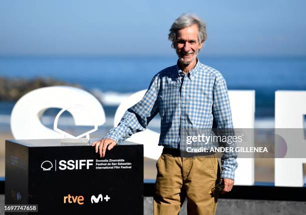 Spanish actor Mario Pardo poses during the photocall of the film "Cerrar los ojos / Close your eyes" during the 71st San Sebastian International Film...
