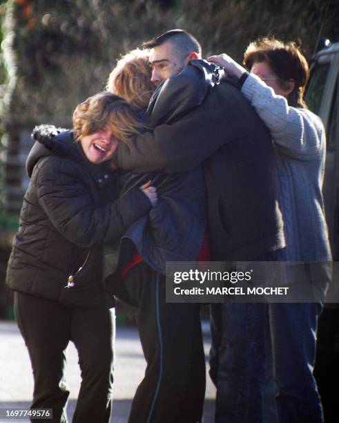 Family members of seven fishermen who were missing on 07 January 2008 after a French fishing boat sank in stormy seas off the coast of Brittany,...