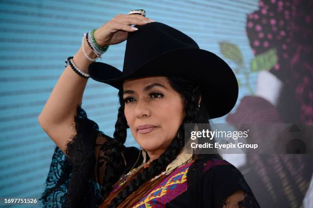 September 28 Mexico City, Mexico: The singer Lila Downs, originally from Oaxaca, attends a press conference to promote her new album 'La Sanchez' and...