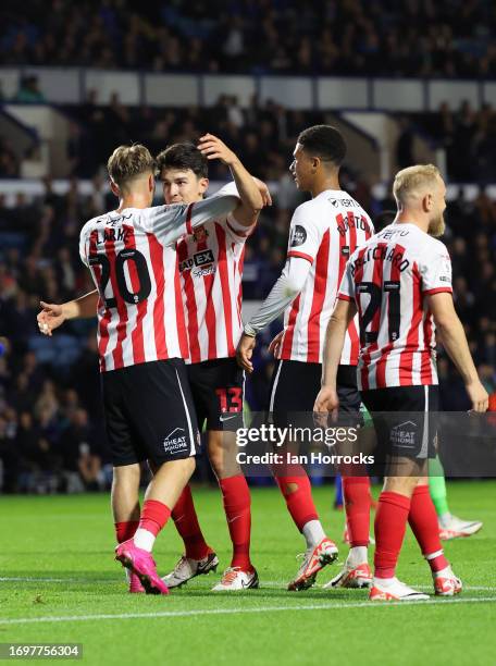 Jack Clarke of Sunderland scores the third goal from the penalty spot during the Sky Bet Championship match between Sheffield Wednesday and...