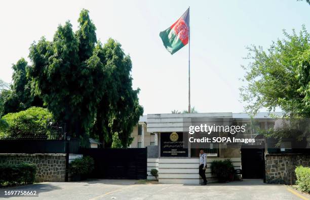 An Afghanistan flag waves at the embassy of the Islamic Republic of Afghanistan in New Delhi. The Afghanistan embassy is expected to close down on...