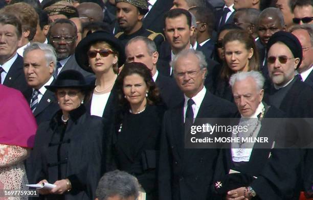 Iranian President Mohammad Khatami , Israeli President Moshe Katsav and Syrian President Bashar al-Assad attend the funeral of Pope John Paul II in...