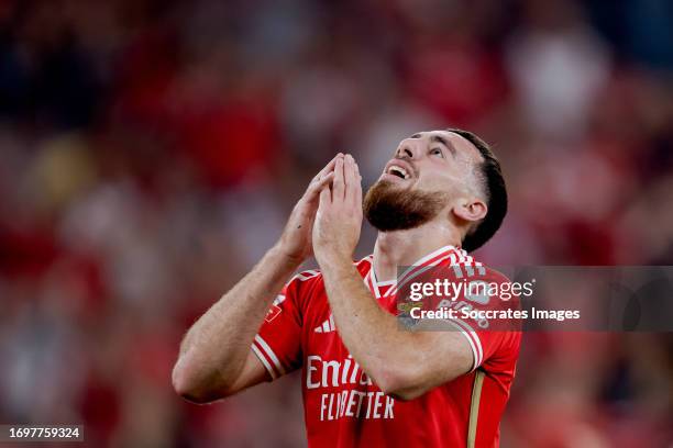 Orkun Kokcu of Benfica disappointed during the Portugese Primeira Liga match between Benfica v FC Porto at the Estadio Da Luz on September 29, 2023...