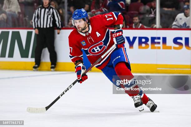 Montreal Canadiens right wing Josh Anderson tracks the play during the Toronto Maple Leafs versus the Montreal Canadiens preseason game on September...