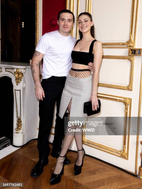 Brooklyn Beckham and Nicola Peltz at Victoria Beckham Ready To Wear Spring 2024 on September 29, 2023 in Paris, France.