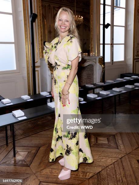 Pamela Anderson at Victoria Beckham Ready To Wear Spring 2024 on September 29, 2023 in Paris, France.