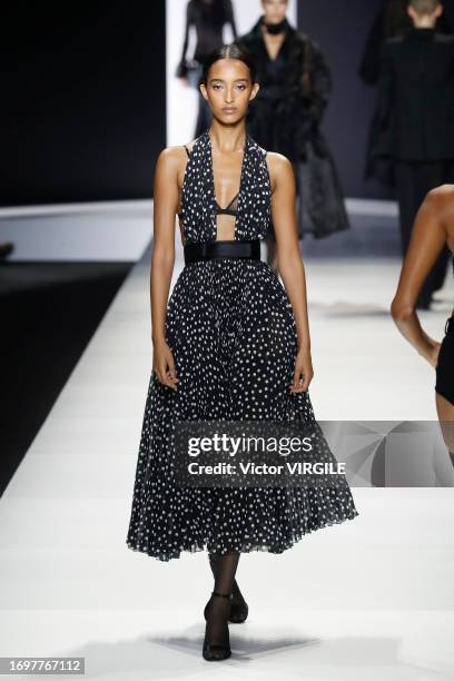 Model walks the runway during the Dolce Gabbana Ready to Wear Spring Summer 2024 fashion show as part of the Milan Fashion Week on September 23, 2023...