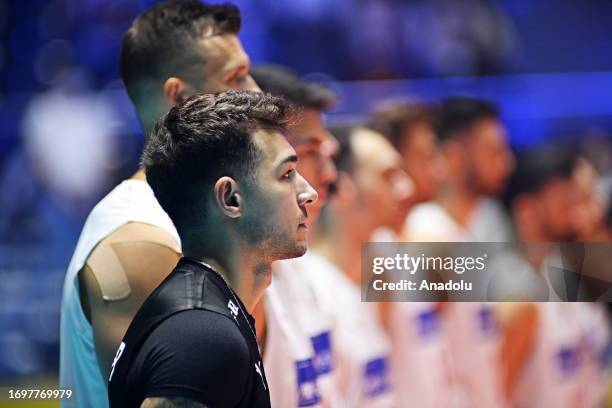 Players of Turkiye line up during the presentation of teams ahead of the FIVB Paris Olympic Qualifier/World Cup Volleyball 2023 Men's Tournament...