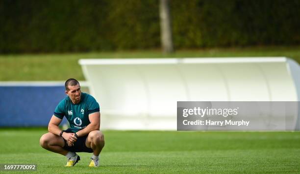 Tours , France - 30 September 2023; Strength and conditioning coach Ciaran Ruddock during an Ireland rugby squad training session at Complexe de la...