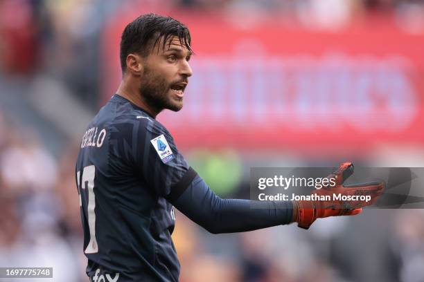 Marco Sportiello of AC Milan reacts during the Serie A TIM match between AC Milan and Hellas Verona FC at Stadio Giuseppe Meazza on September 23,...