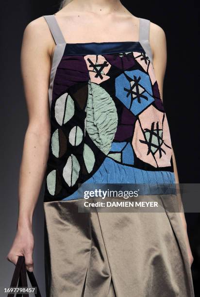 Model displays a creation by Italian designer Antonio Marras during the Autumn/Winter 2008/2009 women's collections at Milan Fashion Week on February...