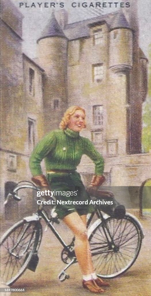 Collectible cigarette card, Cycling series, 1939