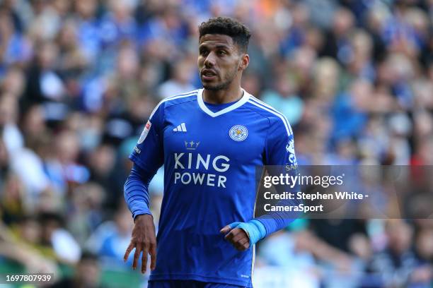 Leicester City's James Justin during the Sky Bet Championship match between Leicester City and Bristol City at The King Power Stadium on September...