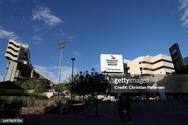 General view of Mountain America Stadium before the NCAAF game between the Arizona State Sun Devils and the USC Trojans on September 23, 2023 in...