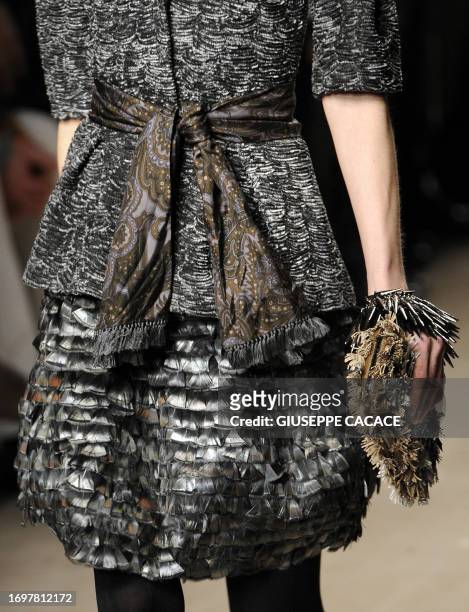 Model displays a creation by British fashion designer Christopher Bailey for Burberry Prorsum during the Autumn/Winter 2008/2009 women's collections...