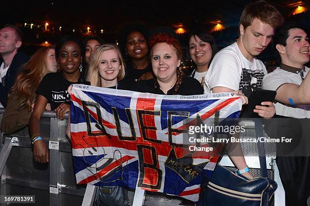 Fans watch performances onstage at the "Chime For Change: The Sound Of Change Live" Concert at Twickenham Stadium on June 1, 2013 in London, England....