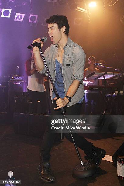 Max Schneider performs on stage during the kickoff for his "Nothing Without Love" summer tour at The Roxy Theatre on June 1, 2013 in West Hollywood,...