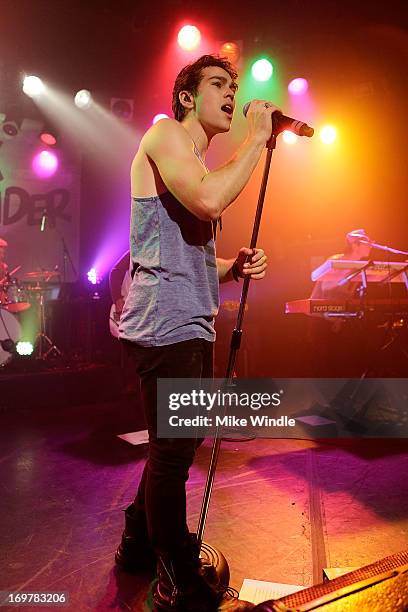 Max Schneider performs on stage during the kickoff for his "Nothing Without Love" summer tour at The Roxy Theatre on June 1, 2013 in West Hollywood,...