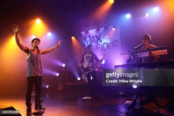 Max Schneider performs on stage during the kickoff for his "Nothing Without Love" summer tour at The Roxy Theatre on June 1, 2013 in West Hollywood,...