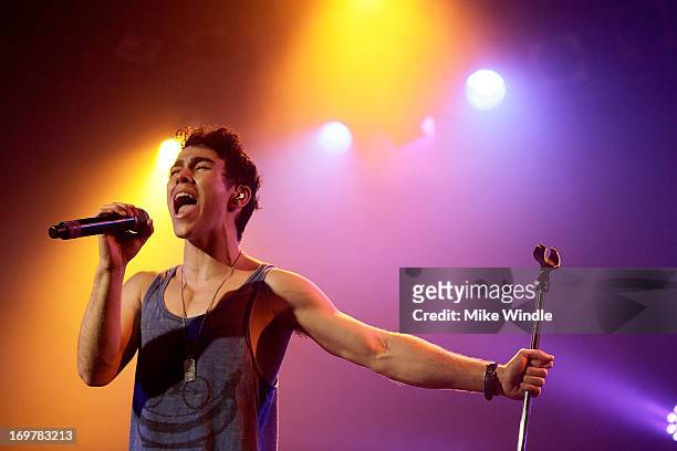 Max Schneider performs on stage during the kickoff for his "Nothing Without Love" summer tour at The Roxy Theatre on June 1, 2013 in West Hollywood,...