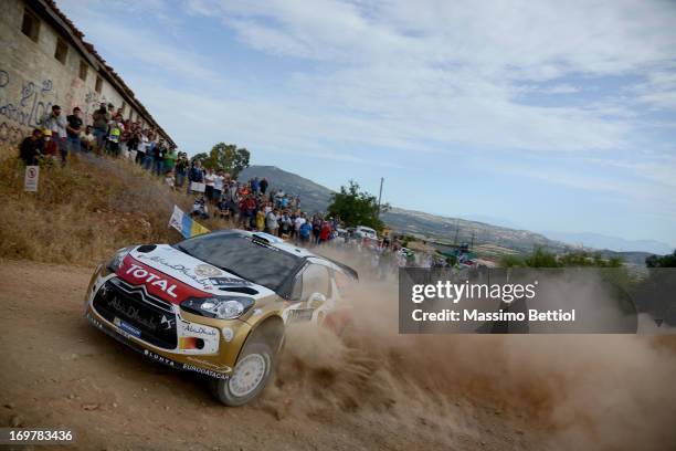 Mikko Hirvonen of Finland and Jarmo Lehtinen of Finland compete in their Citroen Total Abu Dhabi WRT Citroen DS3 WRC during Day One of the WRC Greece...