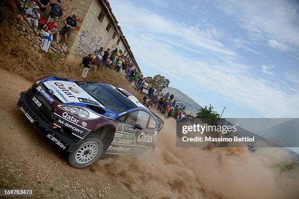 Nasser Al Attiyah of Qatar and Giovanni Bernacchini of Italy compete in their Qatar WRT Ford Fiesta RS WRC during Day One of the WRC Greece on June...