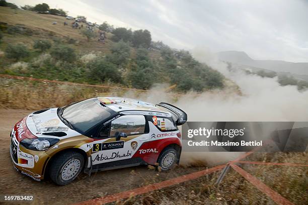 Daniel Sordo of Spain and Carlos Del Barrio of Spain compete in their Citroen Total Abu Dhabi WRT Citroen DS3 WRC during Day One of the WRC Greece on...