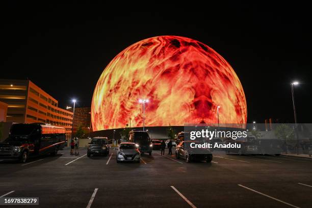 The Sphere is seen during the opening night with U2:UV Achtung Baby Live concert at the Venetian Resort in Las Vegas, Nevada, United States on...