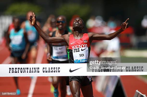 Edwin Cheruiyot Soi of Kenya wins the 5000m during day 2 of the IAAF Diamond League Prefontaine Classic on June 1, 2013 at the Hayward Field in...