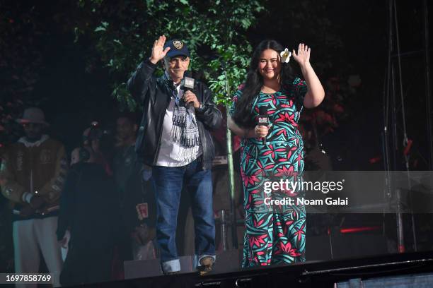 José Ramos-Horta and Brianna Fruean perform onstage during Global Citizen Festival 2023 at Central Park on September 23, 2023 in New York City.