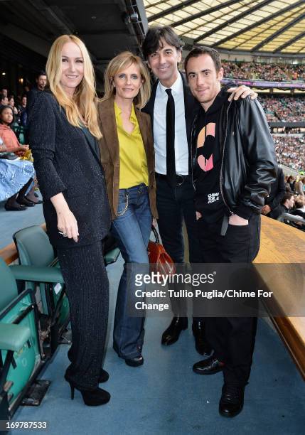 Creative Director of Gucci Frida Giannini, Isabella Ferrari, CEO of Gucci Patrizio di Marco and Elio Germano pose inside the Royal Box at the "Chime...