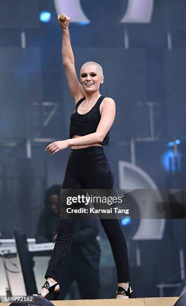 Jessie J performs on stage at the "Chime For Change: The Sound Of Change Live" Concert at Twickenham Stadium on June 1, 2013 in London, England....