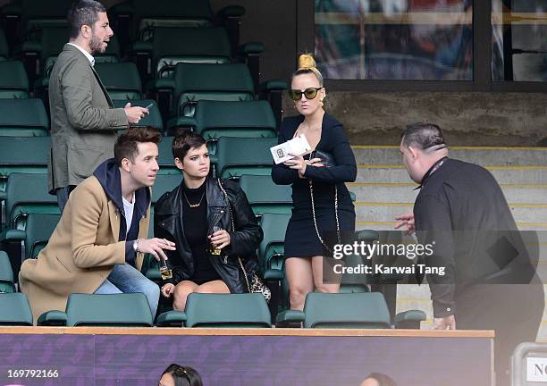 Nick Grimshaw and Pixie Geldof watches the "Chime For Change: The Sound Of Change Live" Concert at Twickenham Stadium on June 1, 2013 in London,...