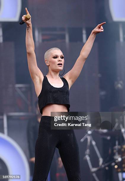 Jessie J performs on stage at the "Chime For Change: The Sound Of Change Live" Concert at Twickenham Stadium on June 1, 2013 in London, England....