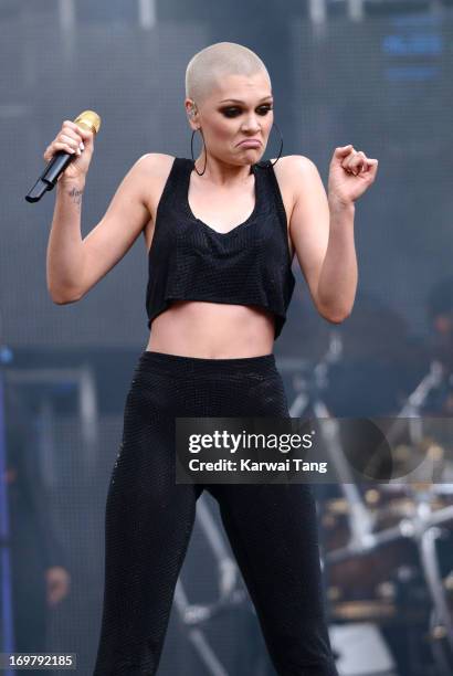 Jessie J performs on stage at the "Chime For Change: The Sound Of Change Live" Concert at Twickenham Stadium on June 1, 2013 in London, England....