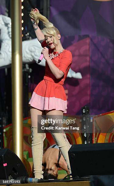 Iggy Azalea performs on stage at the "Chime For Change: The Sound Of Change Live" Concert at Twickenham Stadium on June 1, 2013 in London, England....