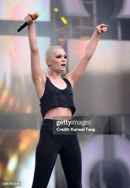 Jessie J performs on stage at the "Chime For Change: The Sound Of Change Live" Concert at Twickenham Stadium on June 1, 2013 in London, England....