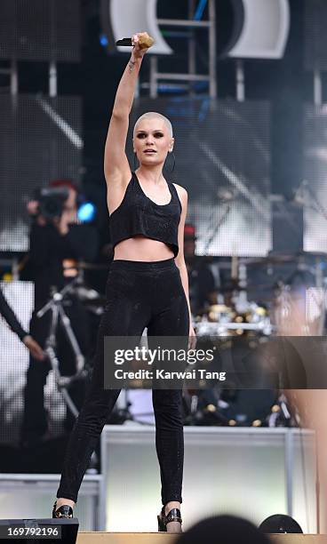 Jessie J performs on stage at the "Chime For Change: The Sound Of Change Live" Concert at Twickenham Stadium on June 1, 2013 in London, England....