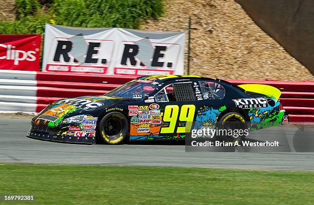 Austin Dyne, driver of the KMC Wheels Chevrolet, drives during practice for the NASCAR K&N Pro Series East NASCAR Hall of Fame 150 at Bowman Gray...