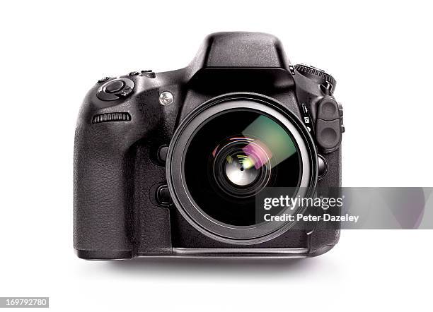 slr digital camera/close-up - camera white background stock pictures, royalty-free photos & images