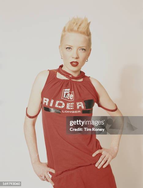 Scottish singer Shirley Manson of alternative rock band Garbage, circa 1995.