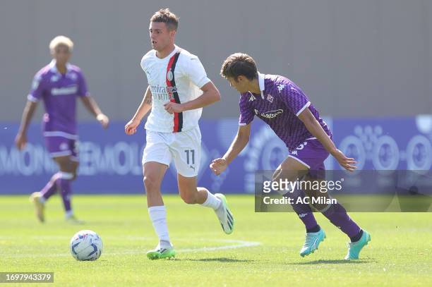 Adam Bakoune of AC Milan in action during the match between ACF News  Photo - Getty Images