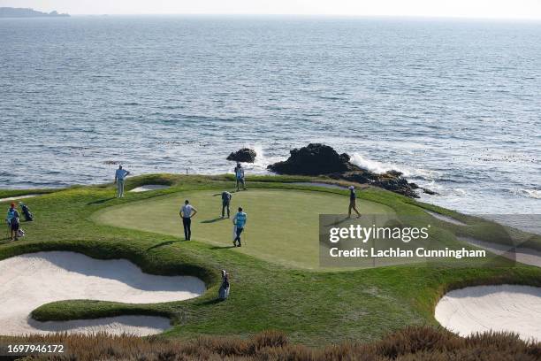 General view of the seventh green during the second round of the PURE Insurance Championship at Pebble Beach Golf Links on September 23, 2023 in...