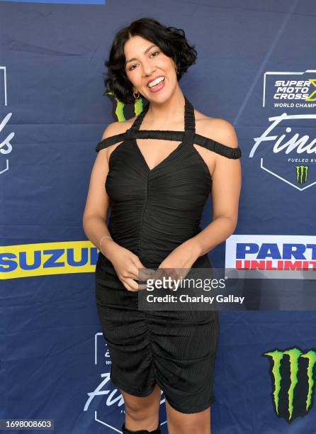Stephanie Beatriz attends the SuperMotocross World Championship Finals Celebrity Night at Los Angeles Memorial Coliseum on September 23, 2023 in Los...