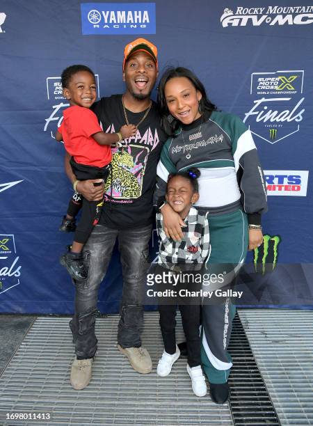 Kel Mitchell and Asia Lee with family attend the SuperMotocross World Championship Finals Celebrity Night at Los Angeles Memorial Coliseum on...
